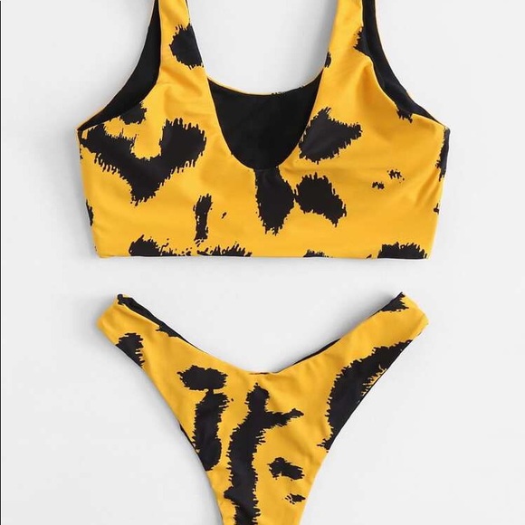 Yellow Cow Print Bikini - Picture 2 of 3
